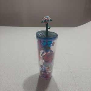 Floral Tumbler with Straw